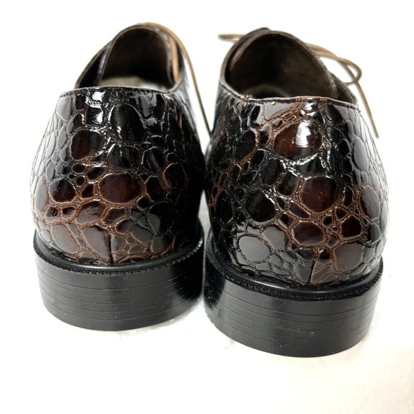 VTG Zoot Suit Faux Alligator Oxford Formal Dark Brown Dress Shoe Rare OOAK NWOT - Picture 7 of 14